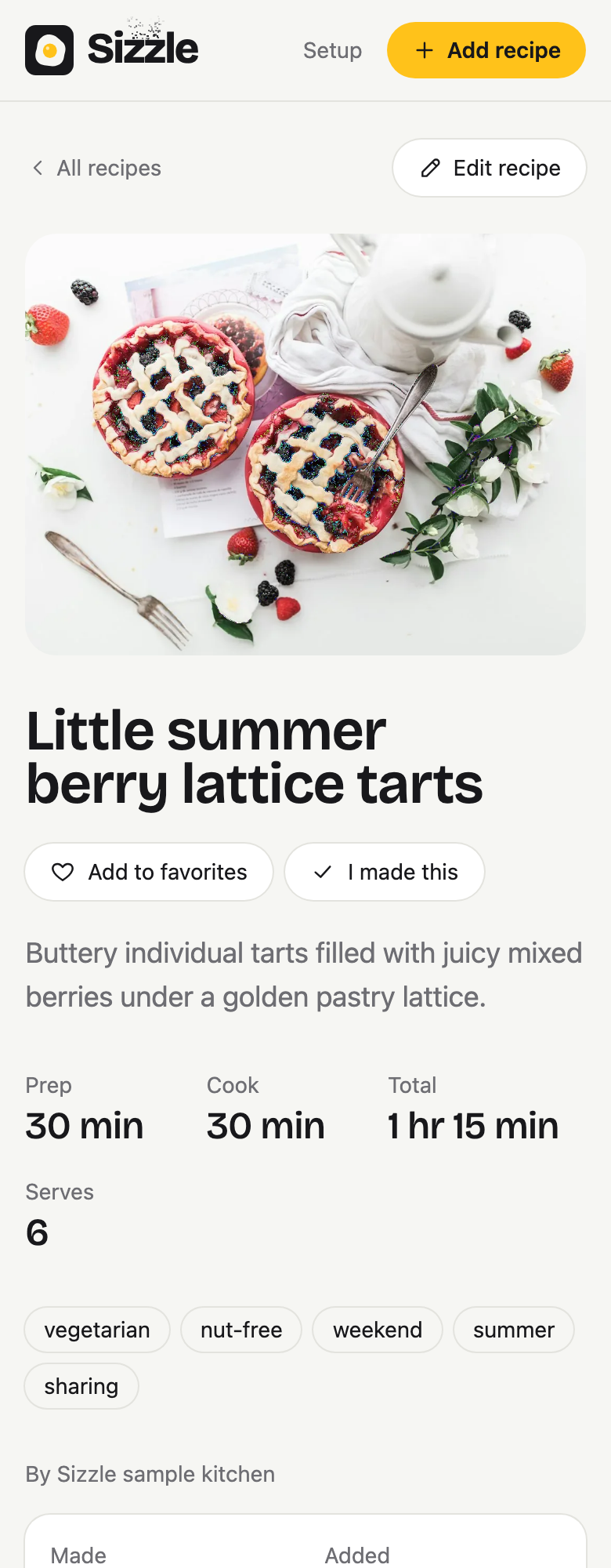 Little summer berry lattice tarts in Sizzle.